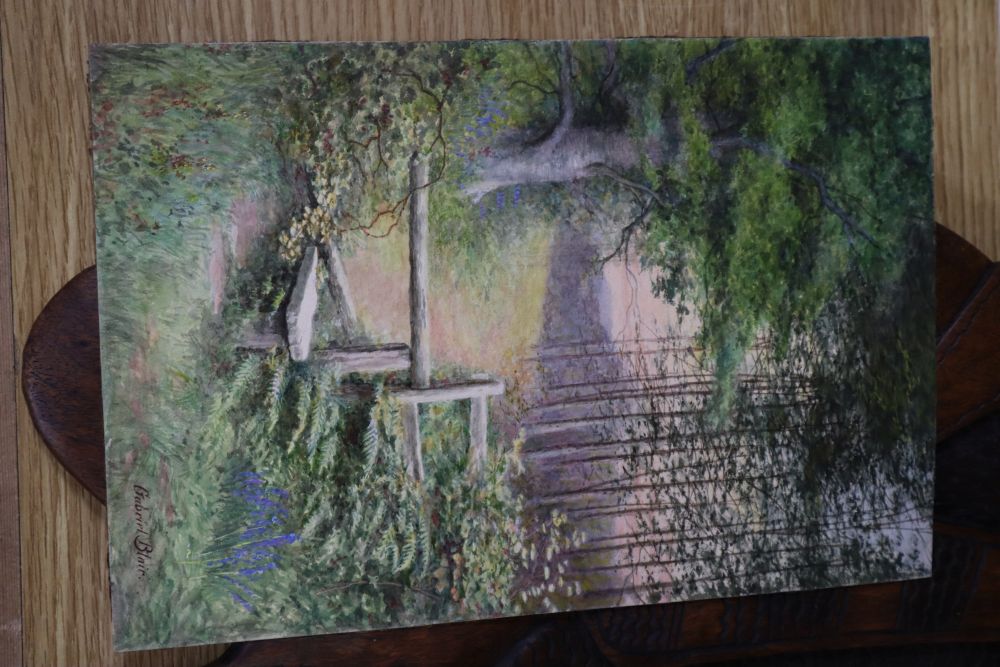R. A. Stone (20th century), Rock Garden and Lost, signed, watercolour and four other small unframed watercolour drawings,